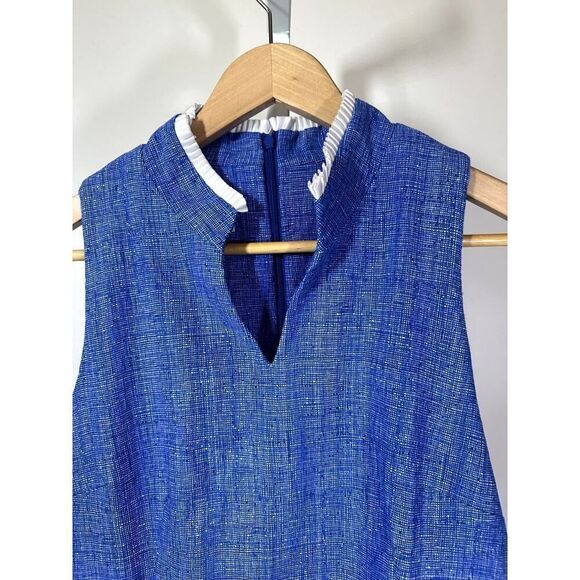 SARA CAMPBELL Women's Textured Fabric Sleeveless Sheath Dress Blue/White Size 6 - Picture 4 of 9